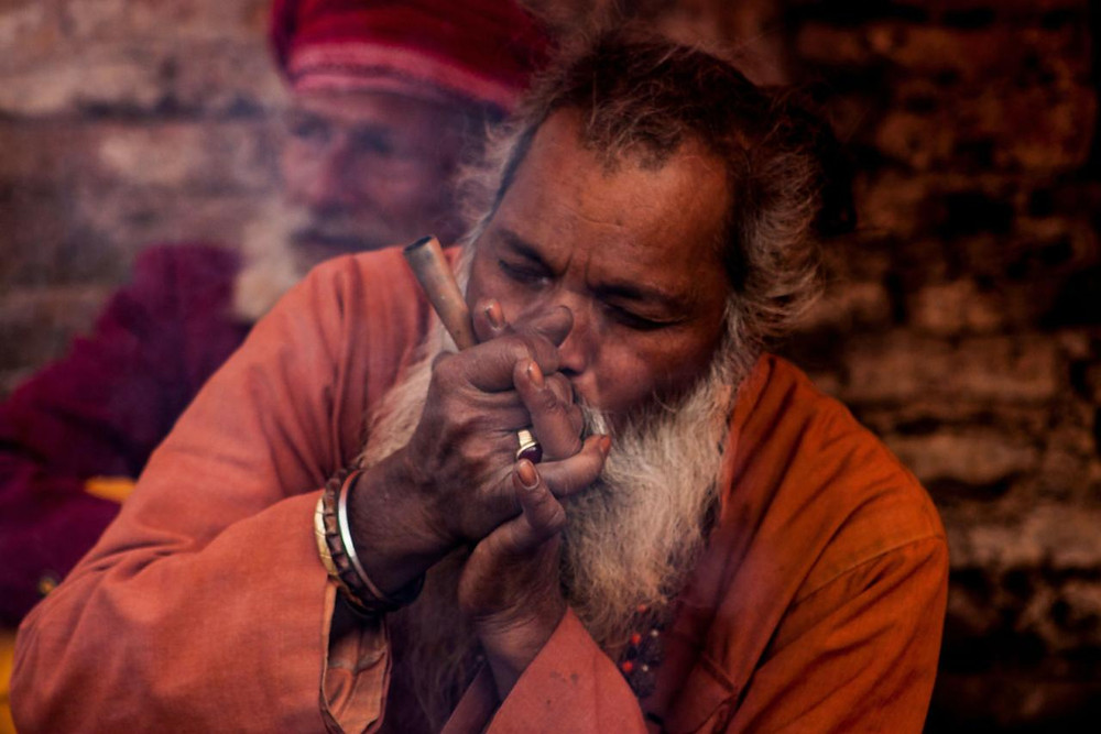 a person smoking weed