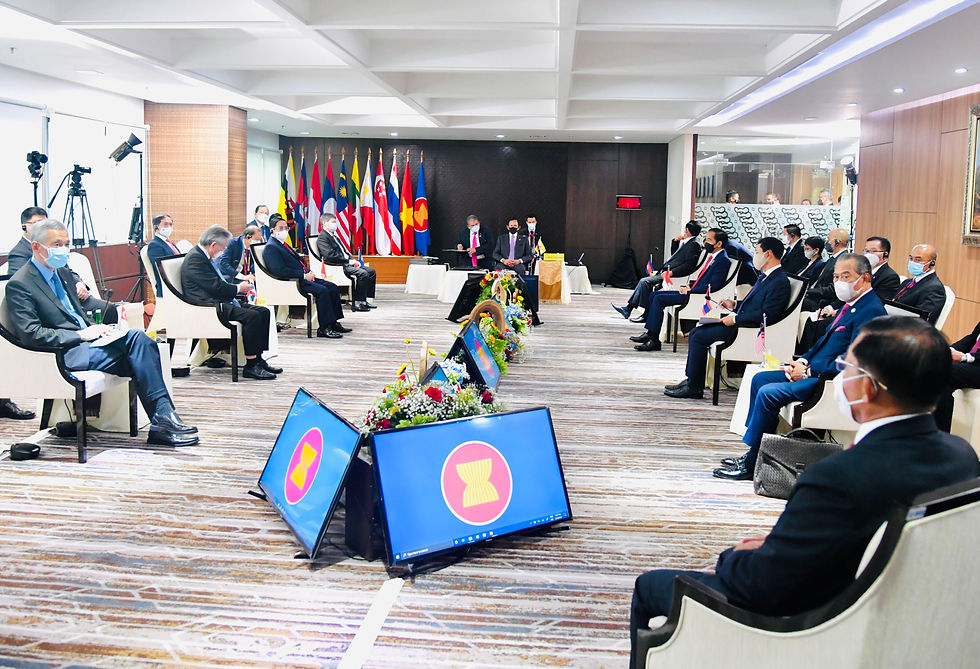 ASEAN leaders engage the Myanmar military junta. (photo credit: Government of Indonesia, Public domain)
