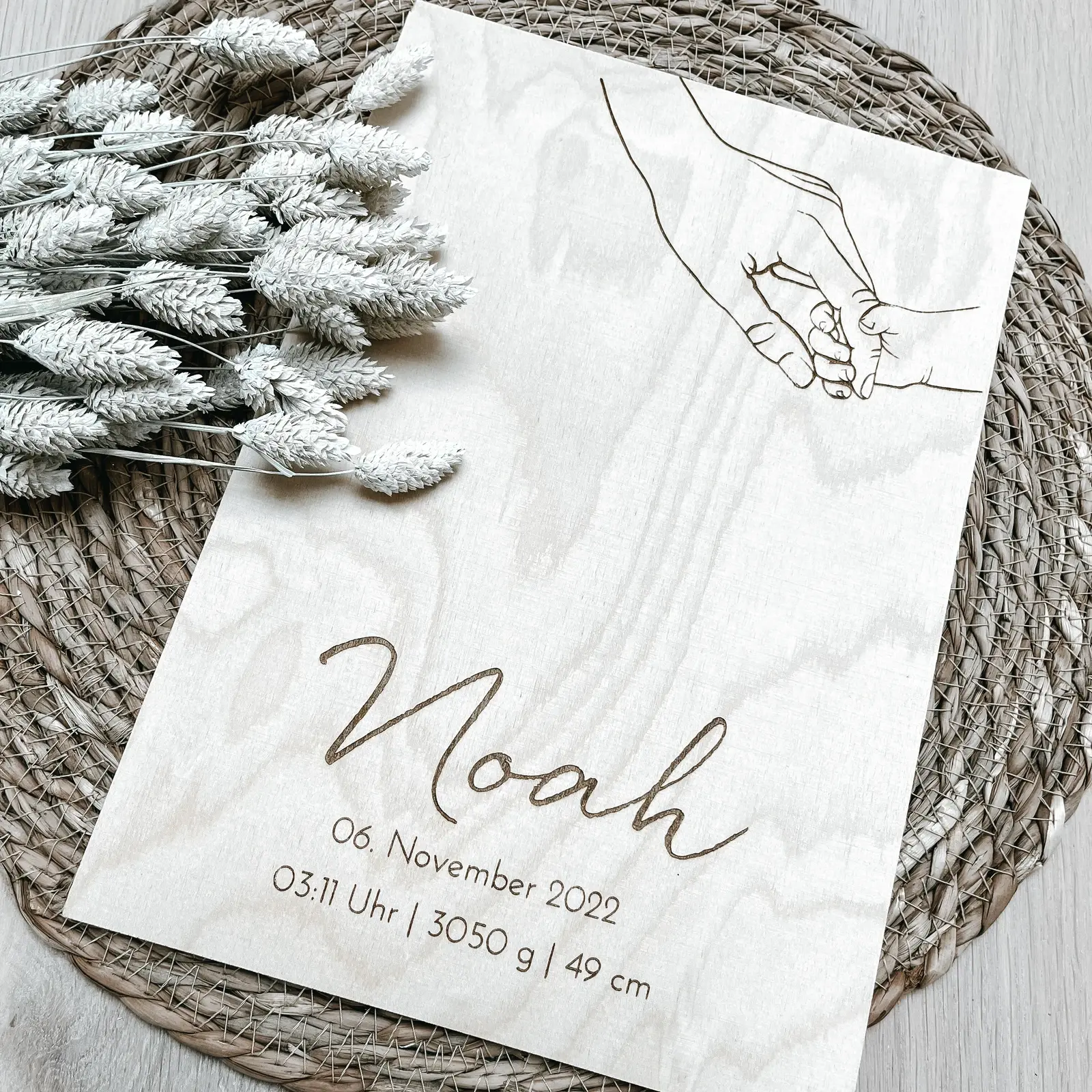 Holzposter "Geburtsdaten"