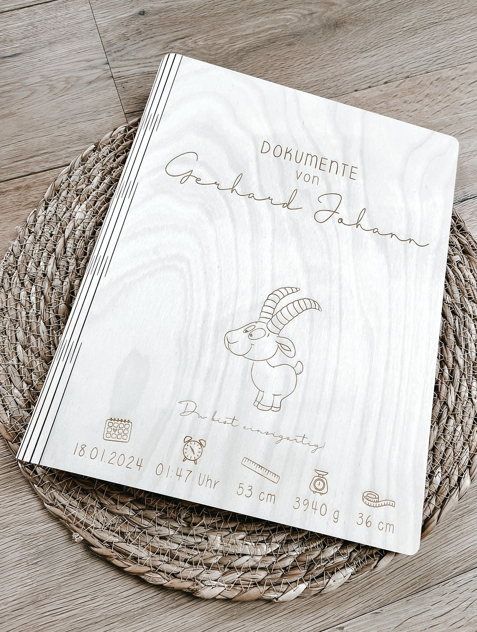 Holzmappe „Geburtsdaten“ | Mappe | Ordner