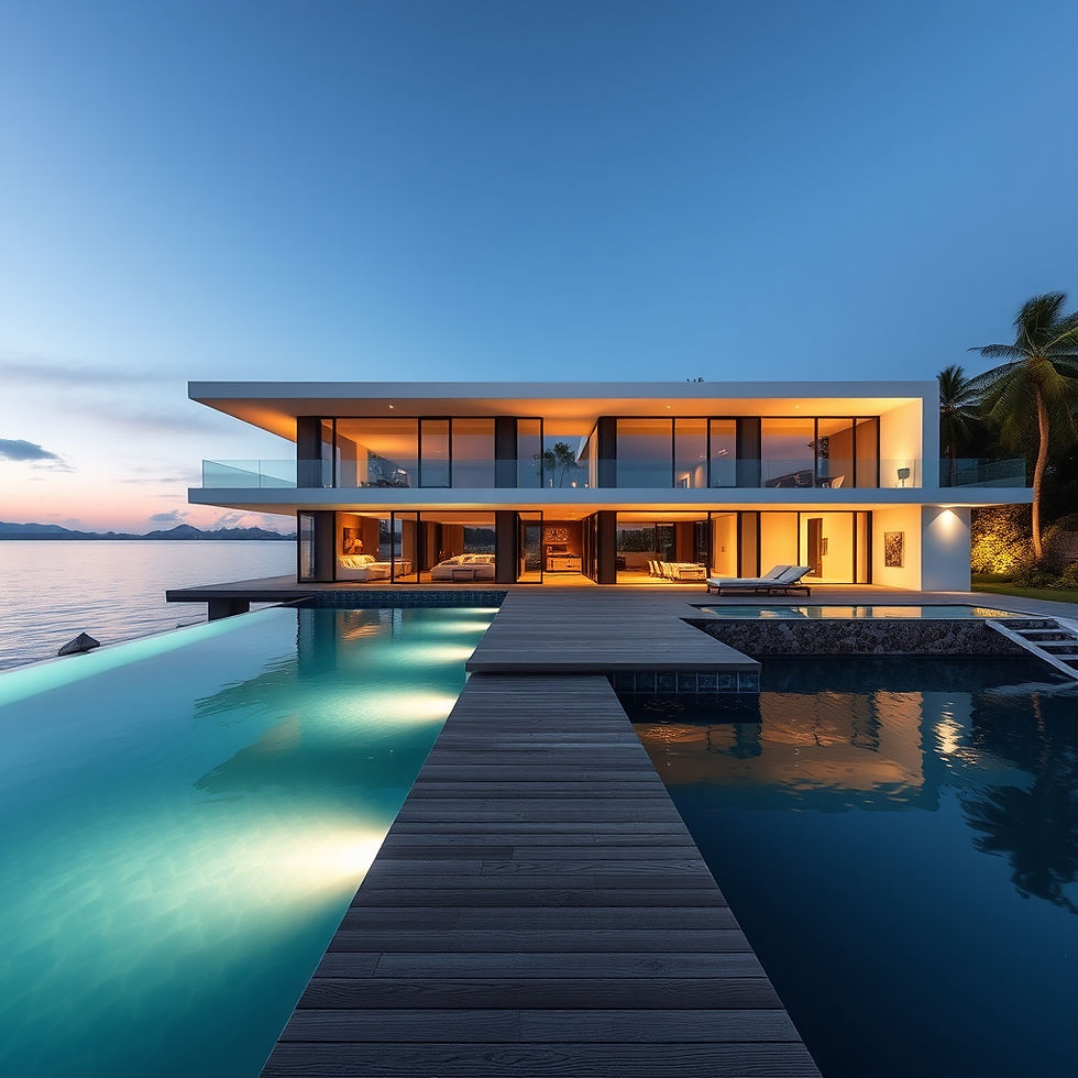 beautiful modern house on the water with infinite pool.jpg