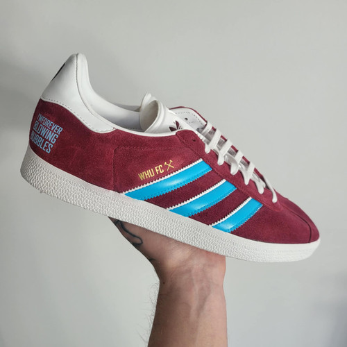 adidas gazelle silver green womens Claret and Blue Adidas Gazelle Custom Trainers main image 1