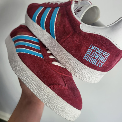 adidas gazelle silver green womens Limited edition Aston Villa Claret / light blue Adidas custom Gazelle   Sneakcustomtrainers.com