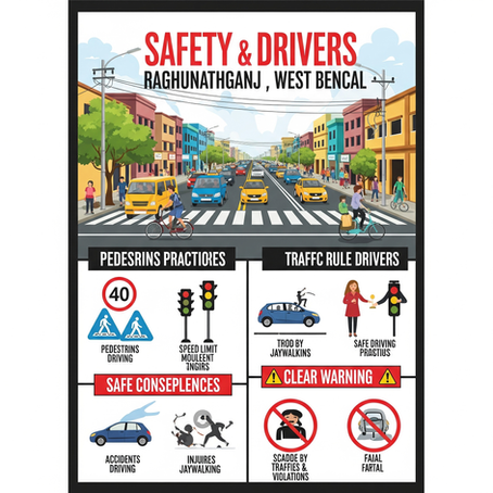 Pedestrian and Driver Safety: A Poster-Driven Awareness Initiative to Reduce Traffic Rule Violations in Raghunathganj, West Bengal.