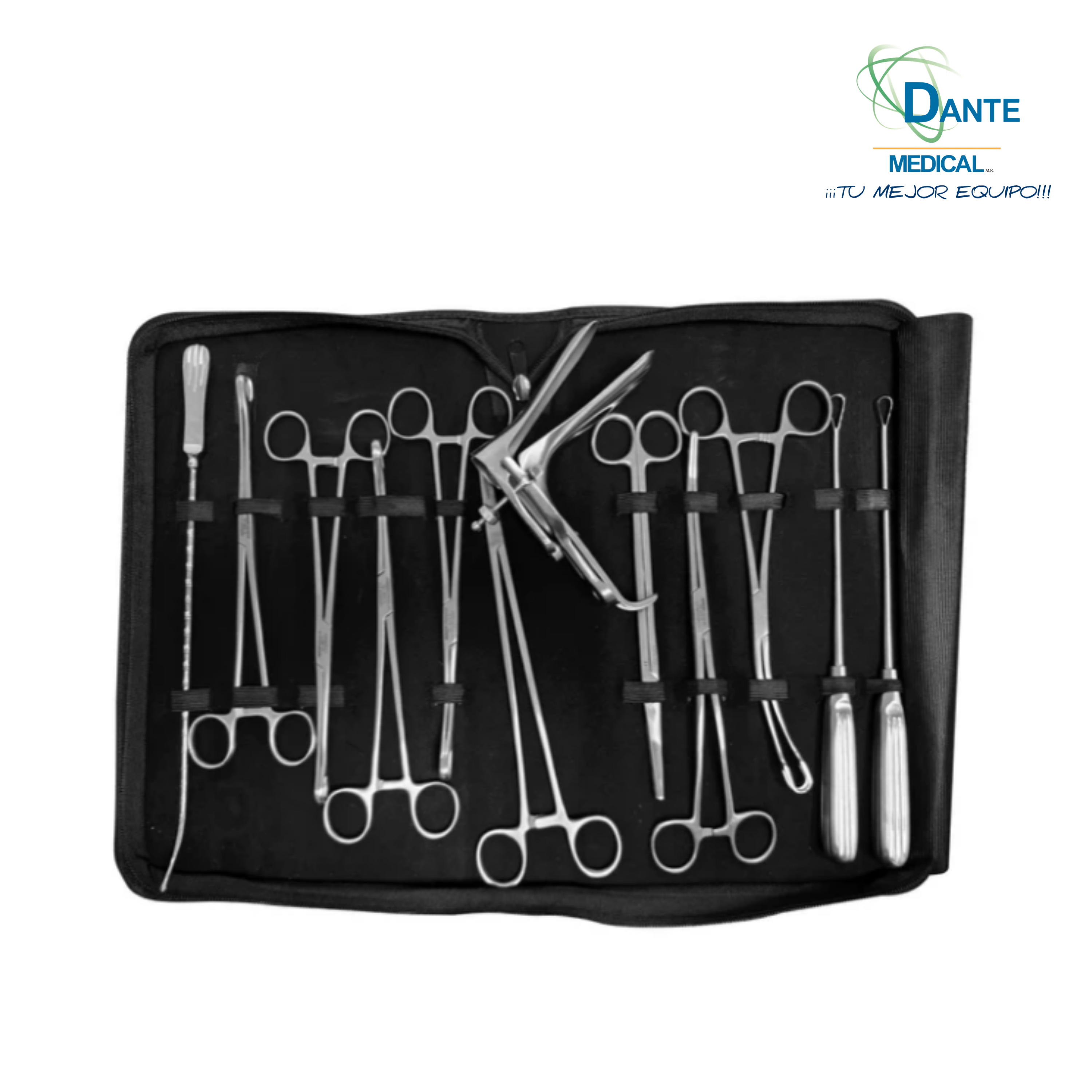 Set de instrumental quirúrgico para revisión uterina 12 piezas de marca - Hergom