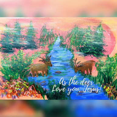 A3溪水鹿 (壓克力印畫)