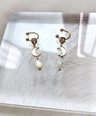 耳環(夾款)、珍珠貝殼(4*8mm)、鋯石、包14k金