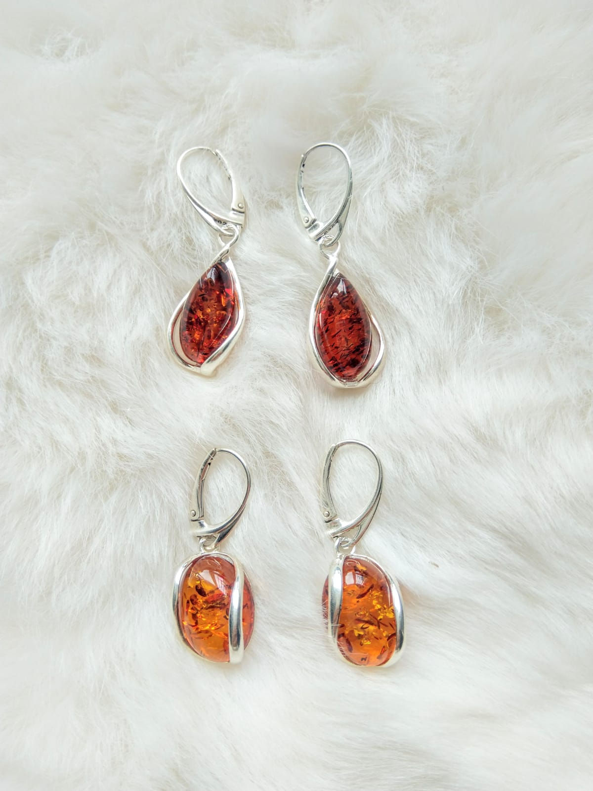 Earrings Amber Tiger Amber (10mm*18mm) Silver Sterling Silver