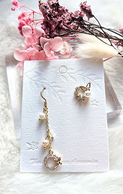 耳環、淡水珍珠(4mm)、Swarovski水晶(3mm)、鋯石、s925純銀