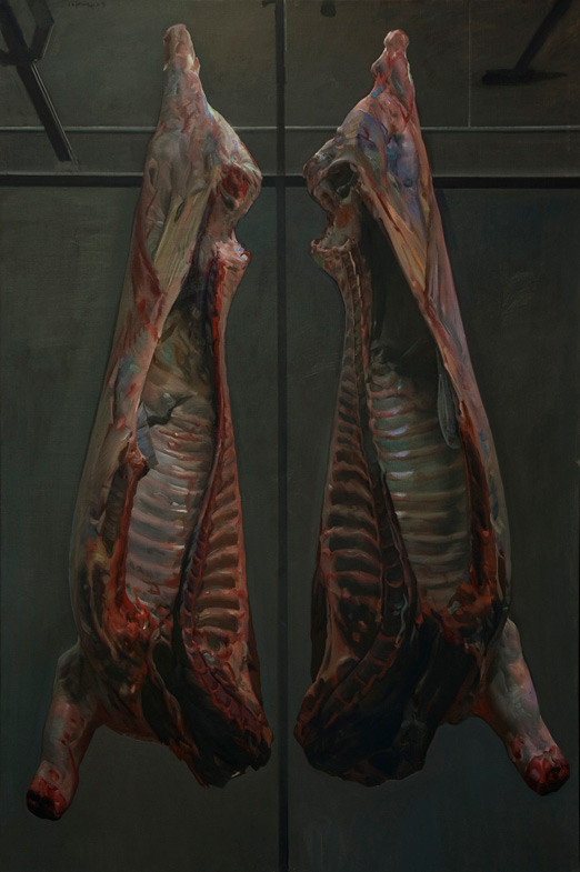 Vaca desollada en canal