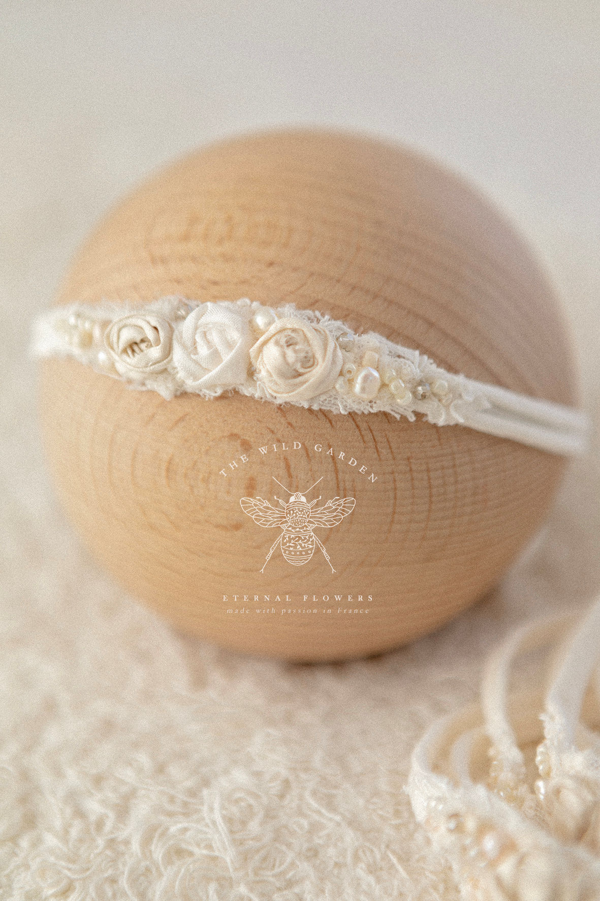 Headband Perles de soie blanc