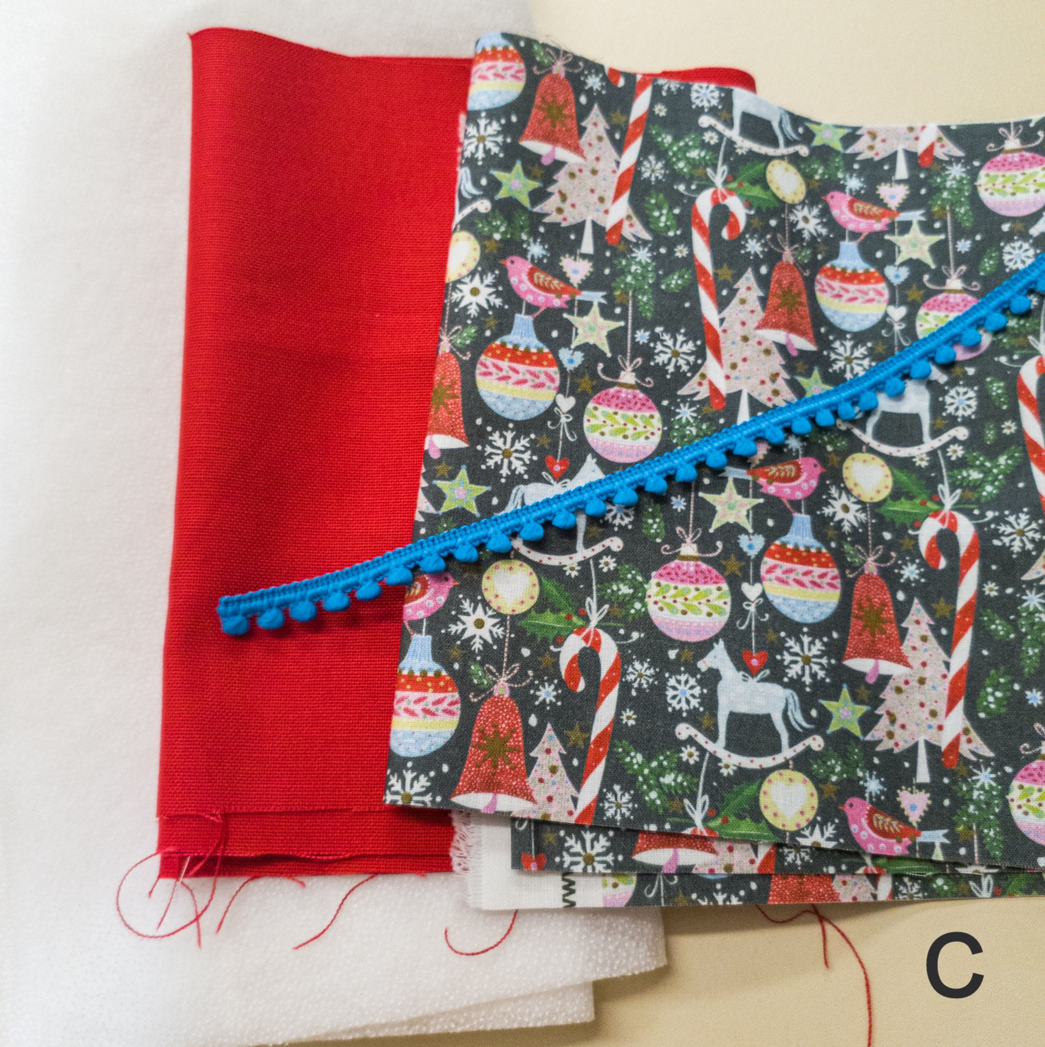 Stoffpaket Weihnachten für ein rundes Utensilo/ Körbchen