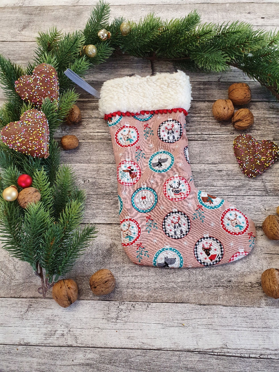 Miniaturbild: Nikolausstiefel mit weihnachtlichen Hunden