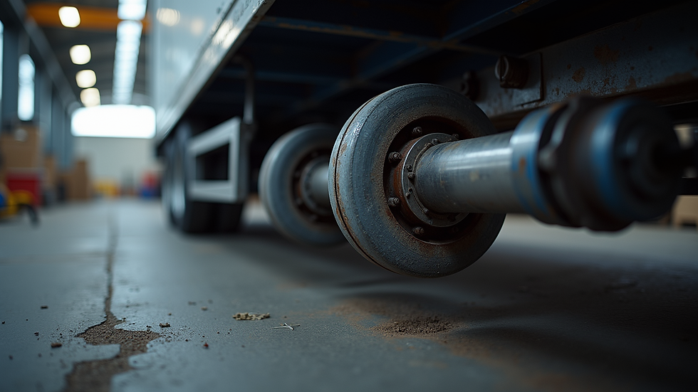 Eye-level view of hydraulic trailer cylinder being repaired