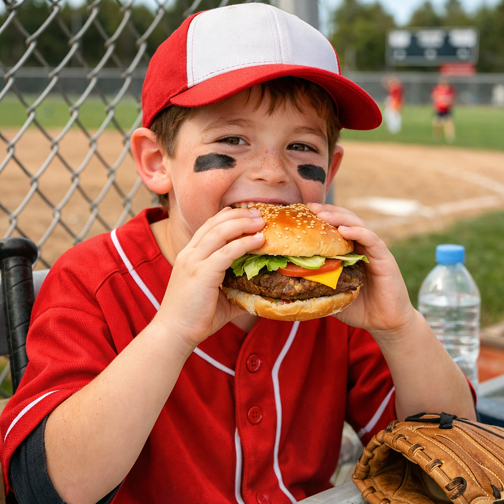 Enjoying a burger at the field.png