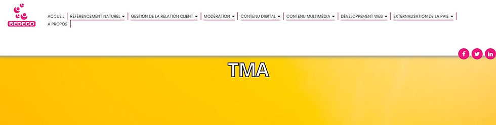 Bannière TMA sur le site de SEDECO