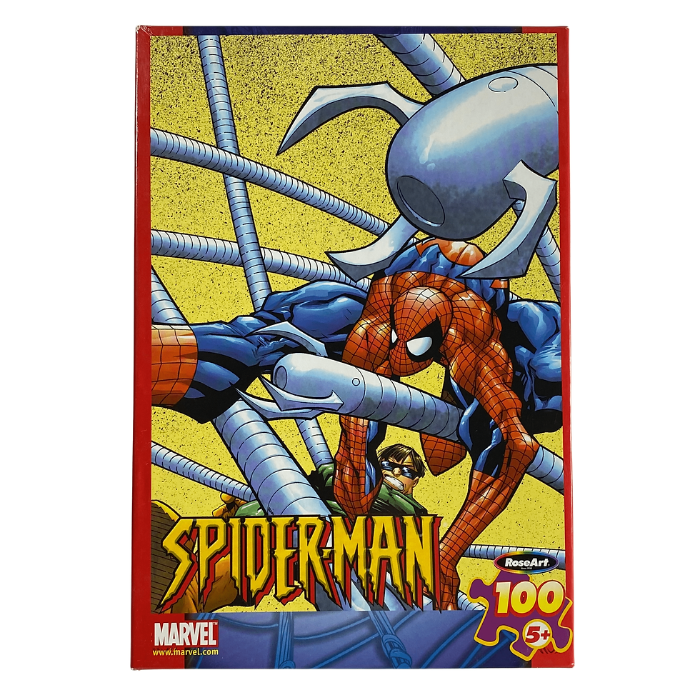 New RoseArt Marvel Vintage 2004 Ulitmate Spider-Man 100 Piece 9 1/8 x 13 Inch Tangled Doc Oc Puzzle Front View