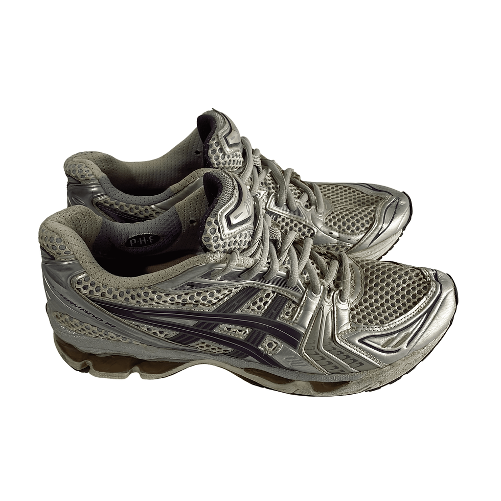 ASICS Gel Kayano 14 Womens Size US 11 EU 43.5 White And Purple Synthetic Leather Running Shoes Side View
