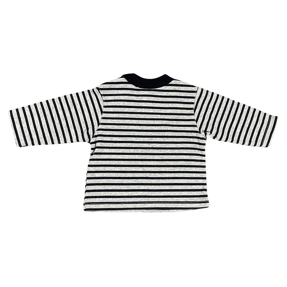 Cradle Togs Vintage Baby Boy's 3 - 6 Months Gray Striped Long Sleeve Shirt Back View
