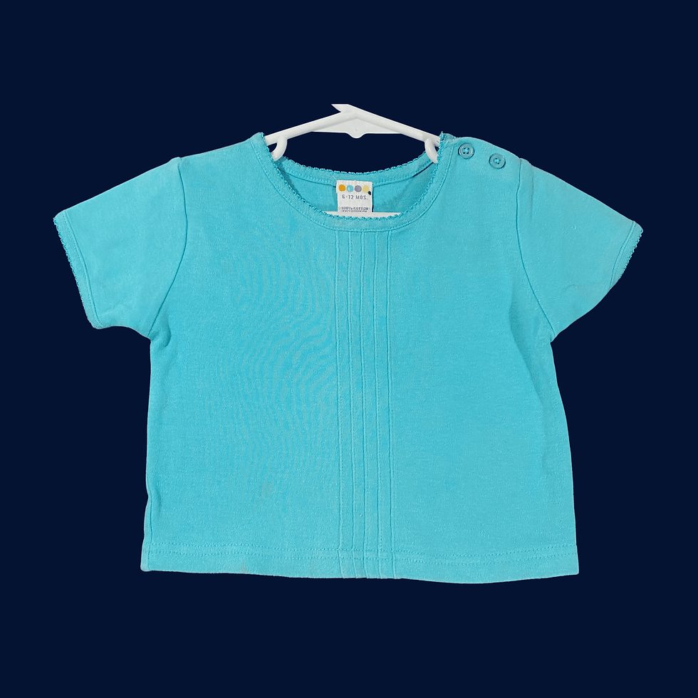 Gymboree Pop Safari 2001 Baby Girl's Size 6 - 12 Months Teal Aqua Short Sleeve Tee Shirt Front View