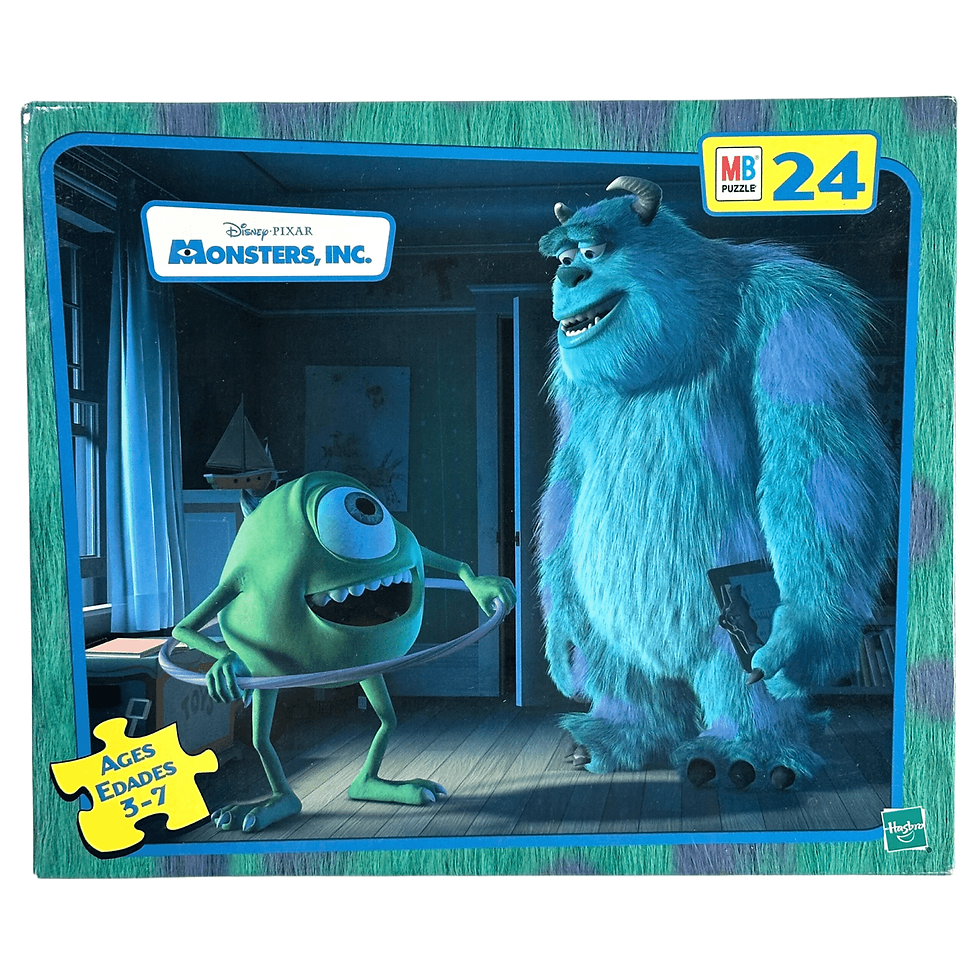 New Hasbro MB Puzzle Disney Pixar 2001 Monsters, INC. Children's 24 Pieces 10 x 13 Inch Mike And Sully Puzzle Front View