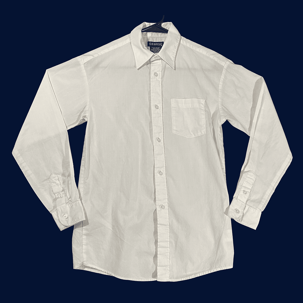 Front view of George Boy's Large (12 - 14) White Long Sleeve Button Up Dress Shirt.
