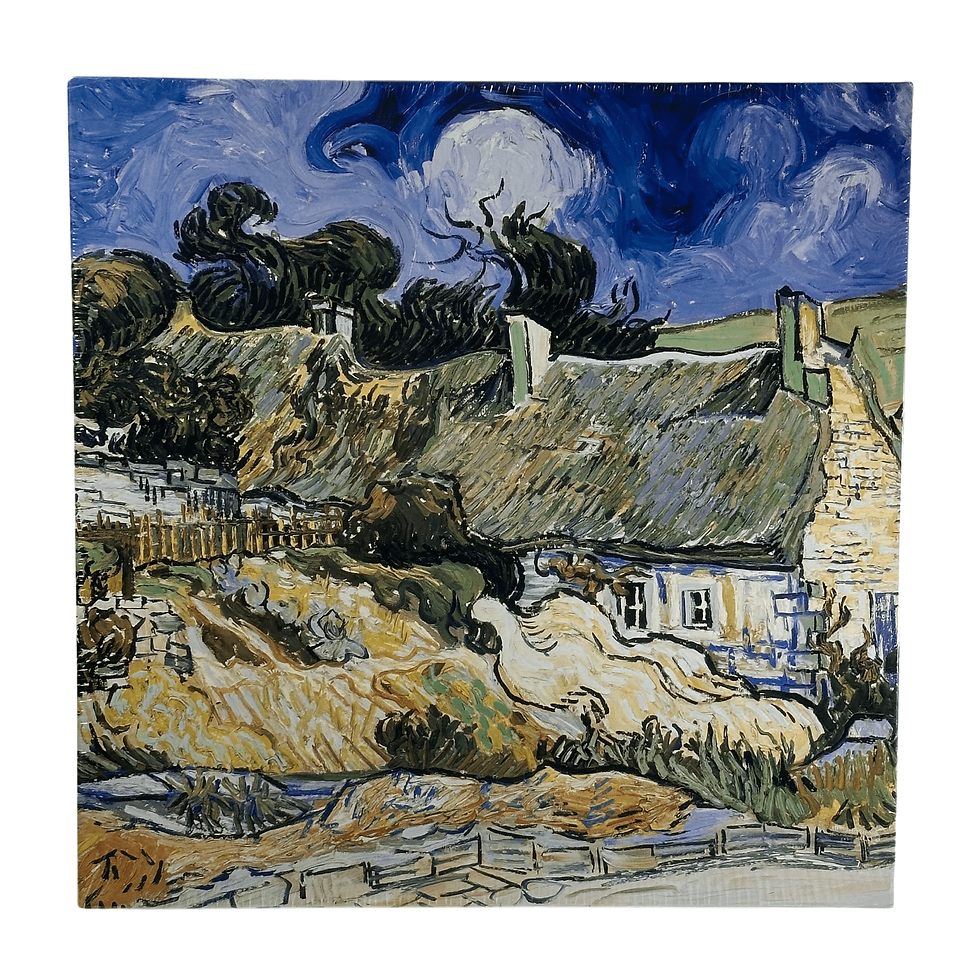 New Laurel Ink Vintage 2002 Vincent Van Gogh Thatched Collages at Cordeville 500 Piece Puzzle Front View