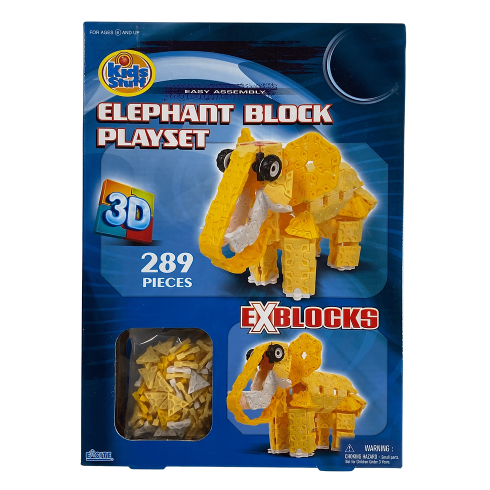 Excite Kids Stuff Exblocks 289 Piece Elephant Block Playset For Ages 6+ Front View