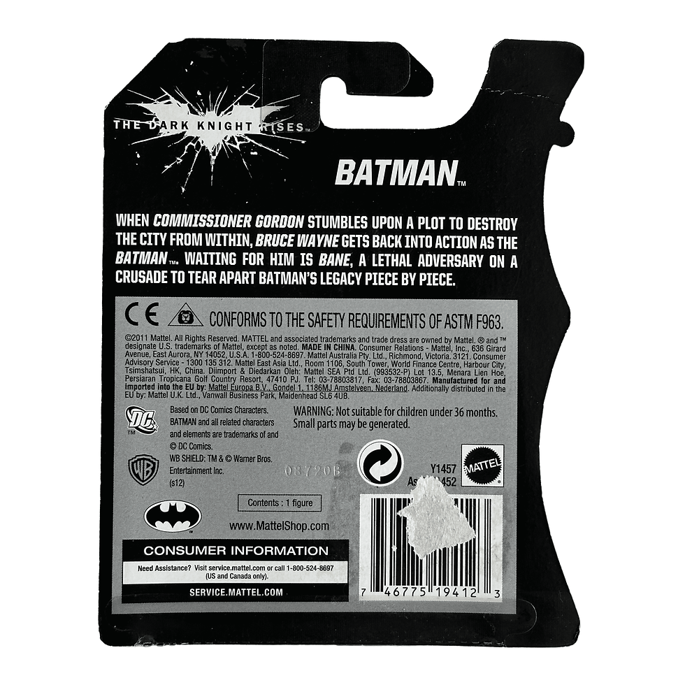 New Mattel 2011 DC Comics Warner Bros "The Dark Knight Rises" Batman Gold Batsuit 4 Inch Posable Figurine Back View