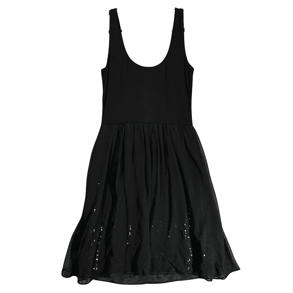 Bailey 44 Women's XS Black Sleeveless Sequin Dress With Tulle Overlay Back