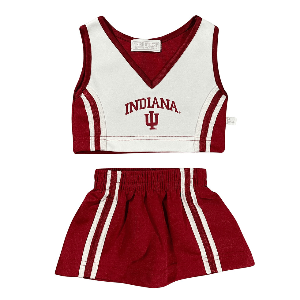 Third Street Indiana University Baby Girls 6 Months Red and White 2 Piece Cheerleader Outfit, Front View