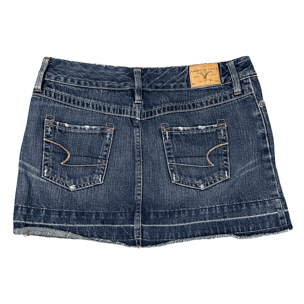 American Eagle Outfitters Women’s Size 4 Blue Lightly Distressed Denim Skirt Back