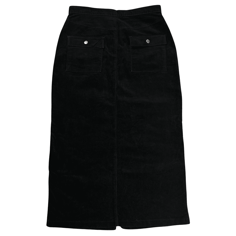 Lee Women's Size 6M Black Corduroy Maxi Skirt With Front Slit And Pockets Back