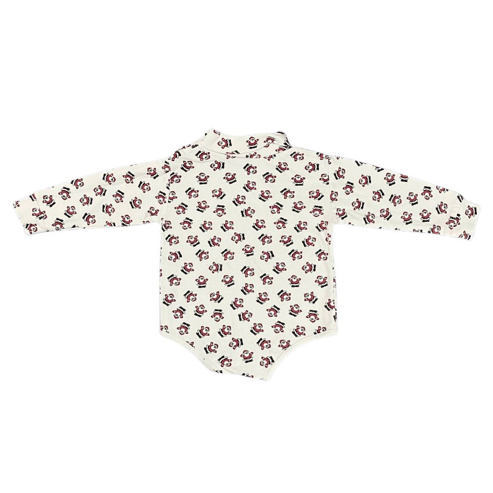 Back view of vintage Honors Baby cream bodysuit with Santa Claus print, size 18 months.