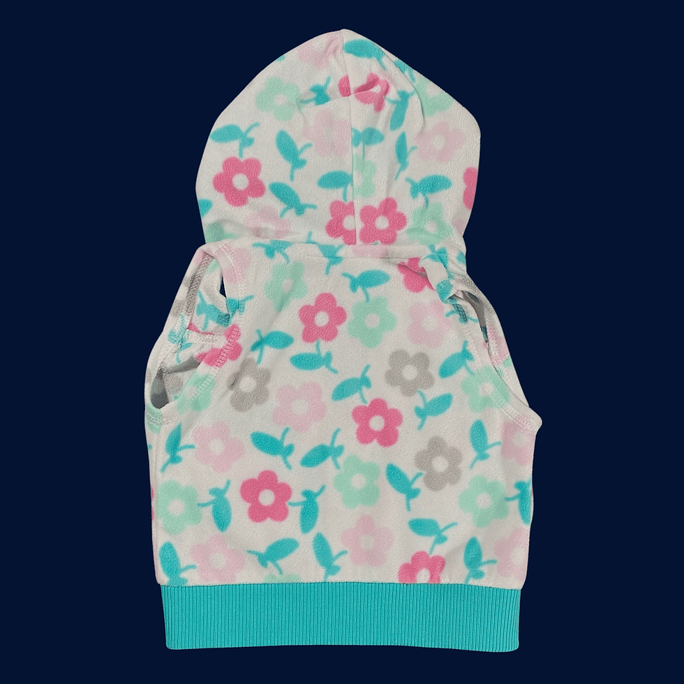 Carter’s 2013 Baby Girl's Size 3 Months Microfleece Floral Sleeveless Hooded Outer Jacket Vest Back View