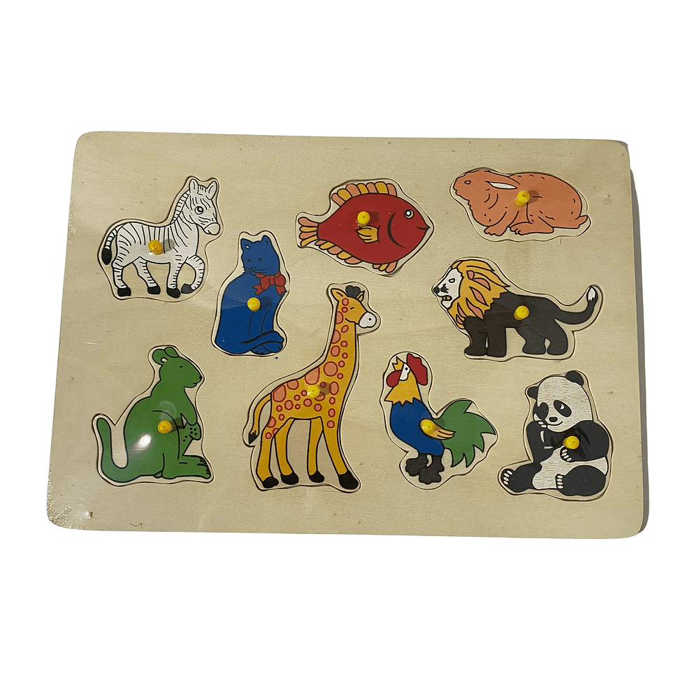 New Daniel Brand Vintage Children’s 9 Piece Wooden Exotic Animal Themed 11.5 x 8 Inch Puzzle Front View
