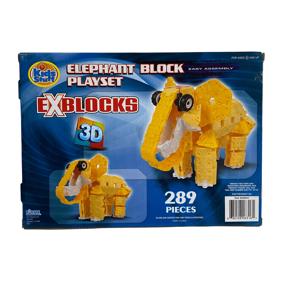 Excite Kids Stuff Exblocks 289 Piece Elephant Block Playset For Ages 6+ Back View