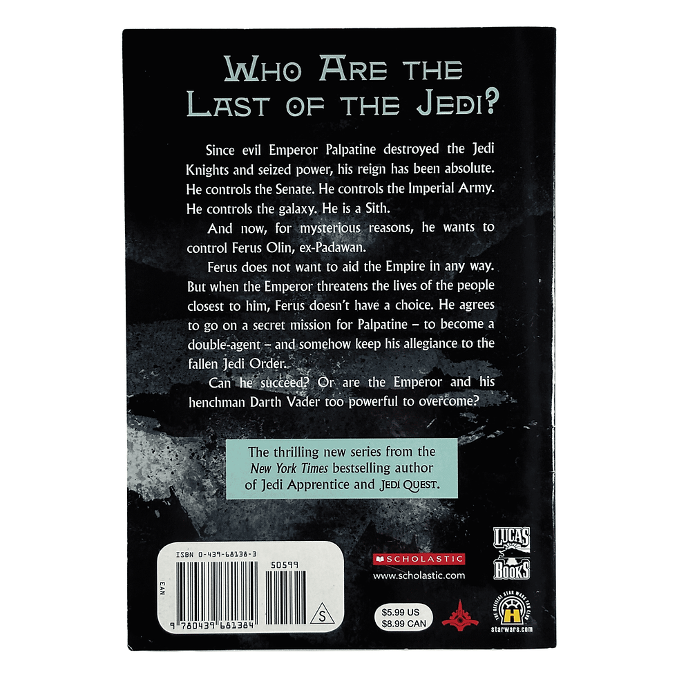 cholastic 2006 Star Wars: The Last Of The Jedi Book #5 'A Tangled Web' By Jude Watson, Softcover Book, Back View