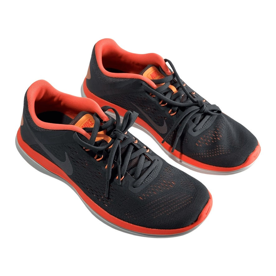 Nike Women's Flex 2016 Run Size 8 Black And Orange Running Shoes Top View