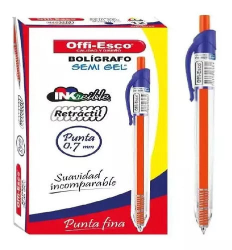 Miniatura: Caja de esferos Semi Gel retractil Offi-Esco x12