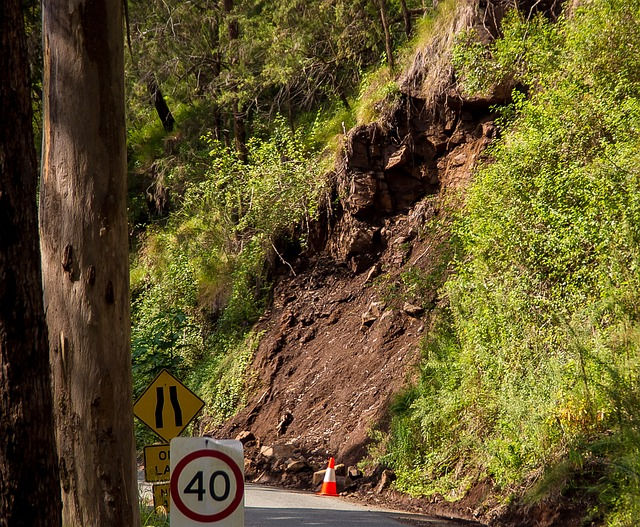 effect of landslide in road