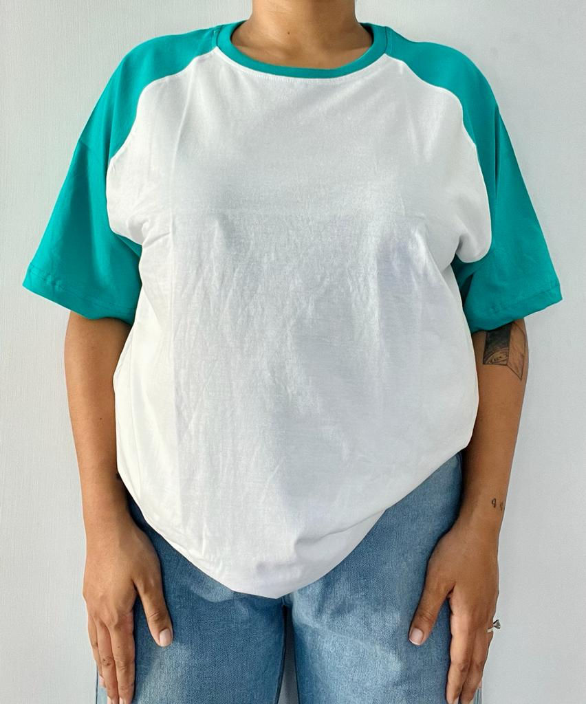 Teal Raglan Cotton T-Shirt