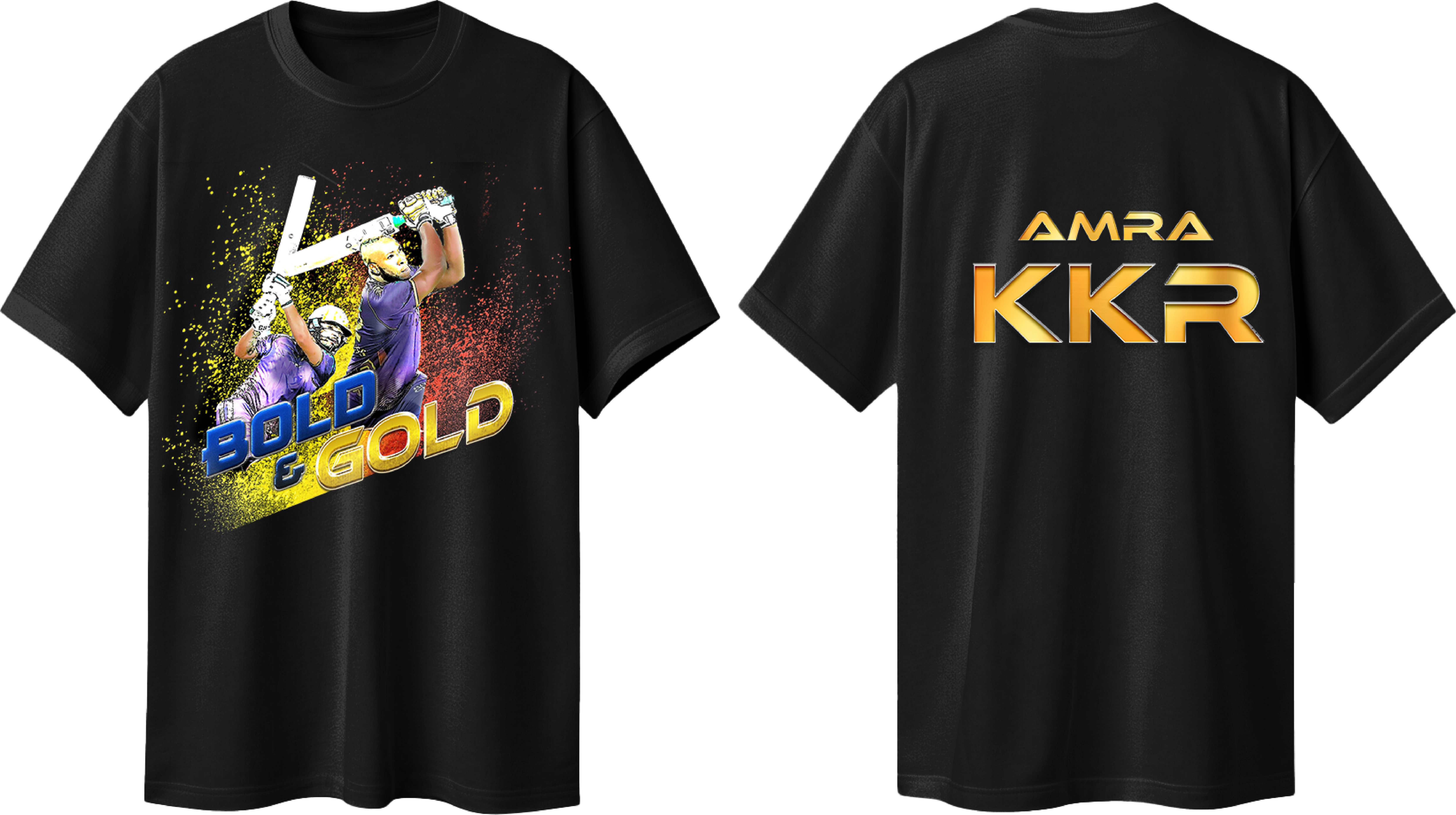 Black Bold is Gold Amra KKR Printed Tshirt