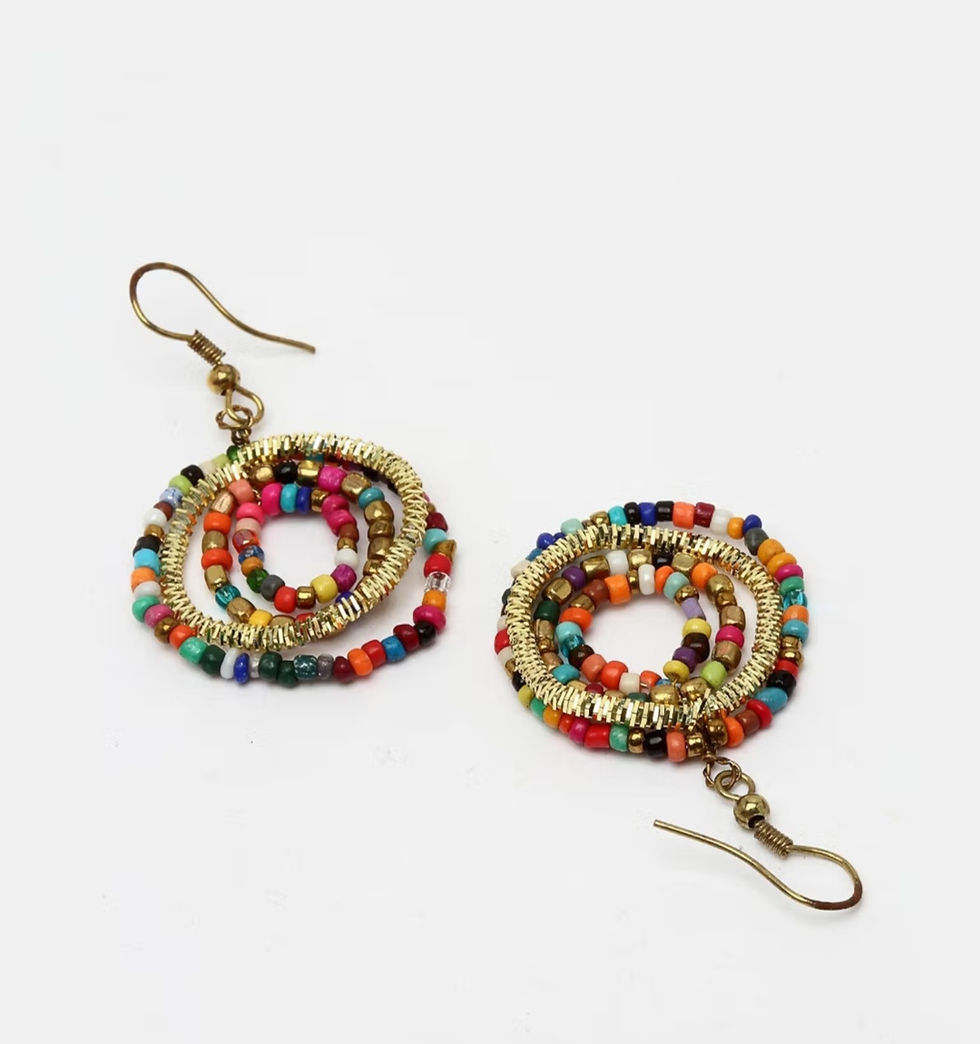 Thumbnail: Multicolour Beads Choker and Earrings Set