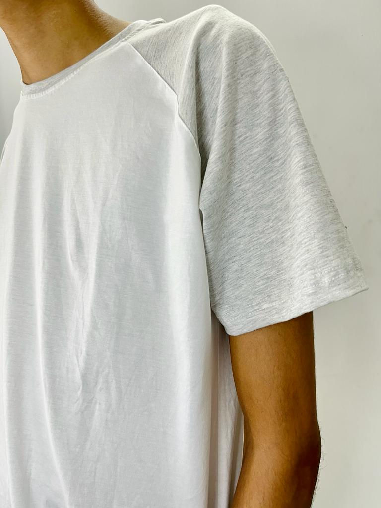 Thumbnail: Grey Melange Raglan Cotton T-Shirt