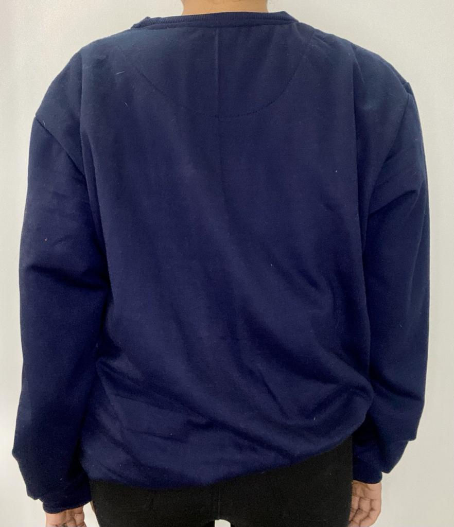 Thumbnail: Navy Blue Printed Fleece Sweatshirt
