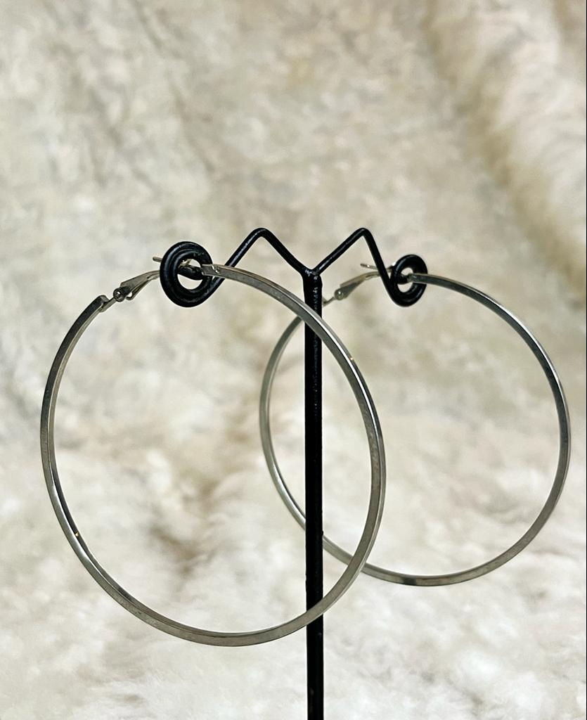 Silver Circular Hoops Earrings