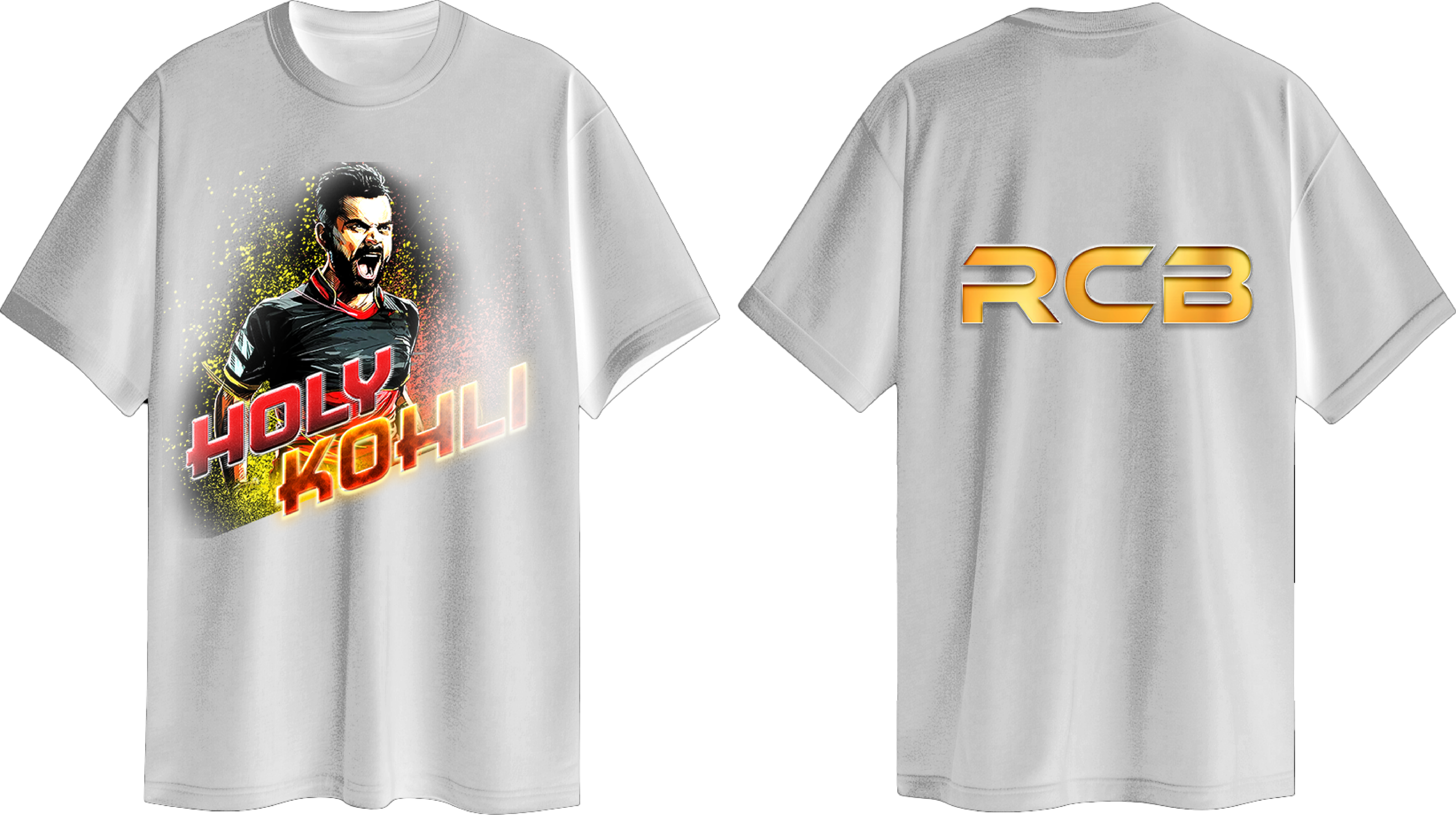 White Holy Kohli RCB Virat Kohli Printed Tshirt