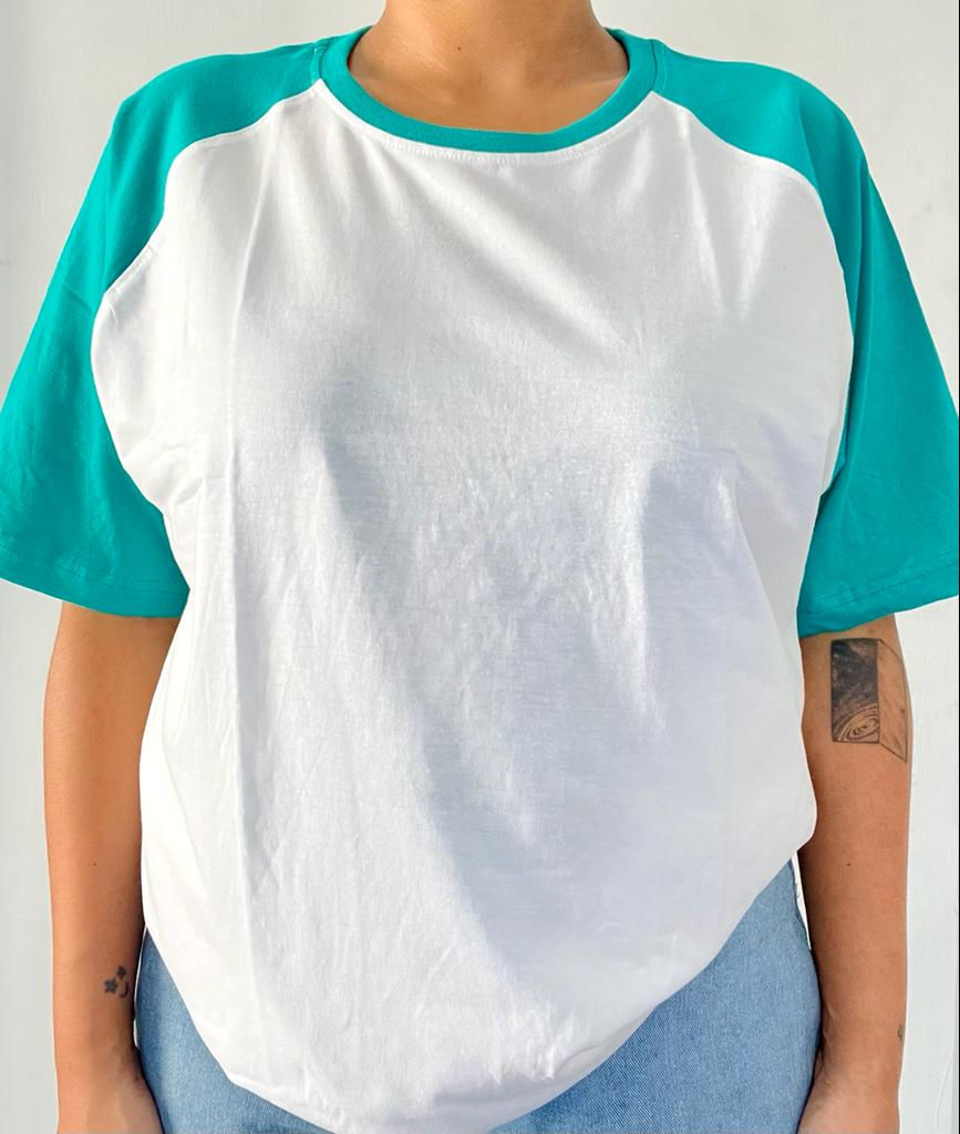 Thumbnail: Teal Raglan Cotton T-Shirt