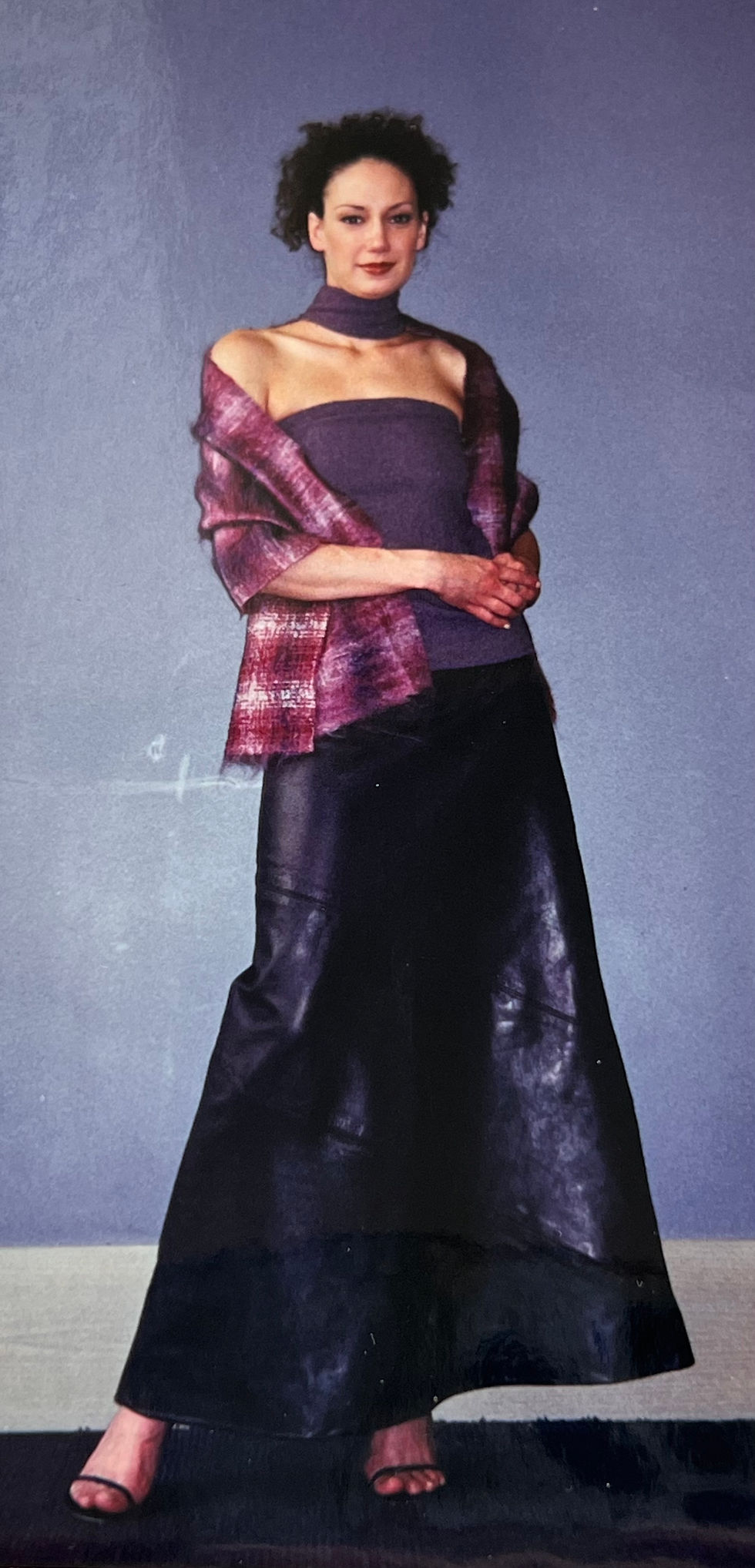 KIA LIONSHEART LEATHER MULTI SEAMED SKIRT WITH HANDSPUN RALPH LAUREN FABRIC COLLAB KIALION